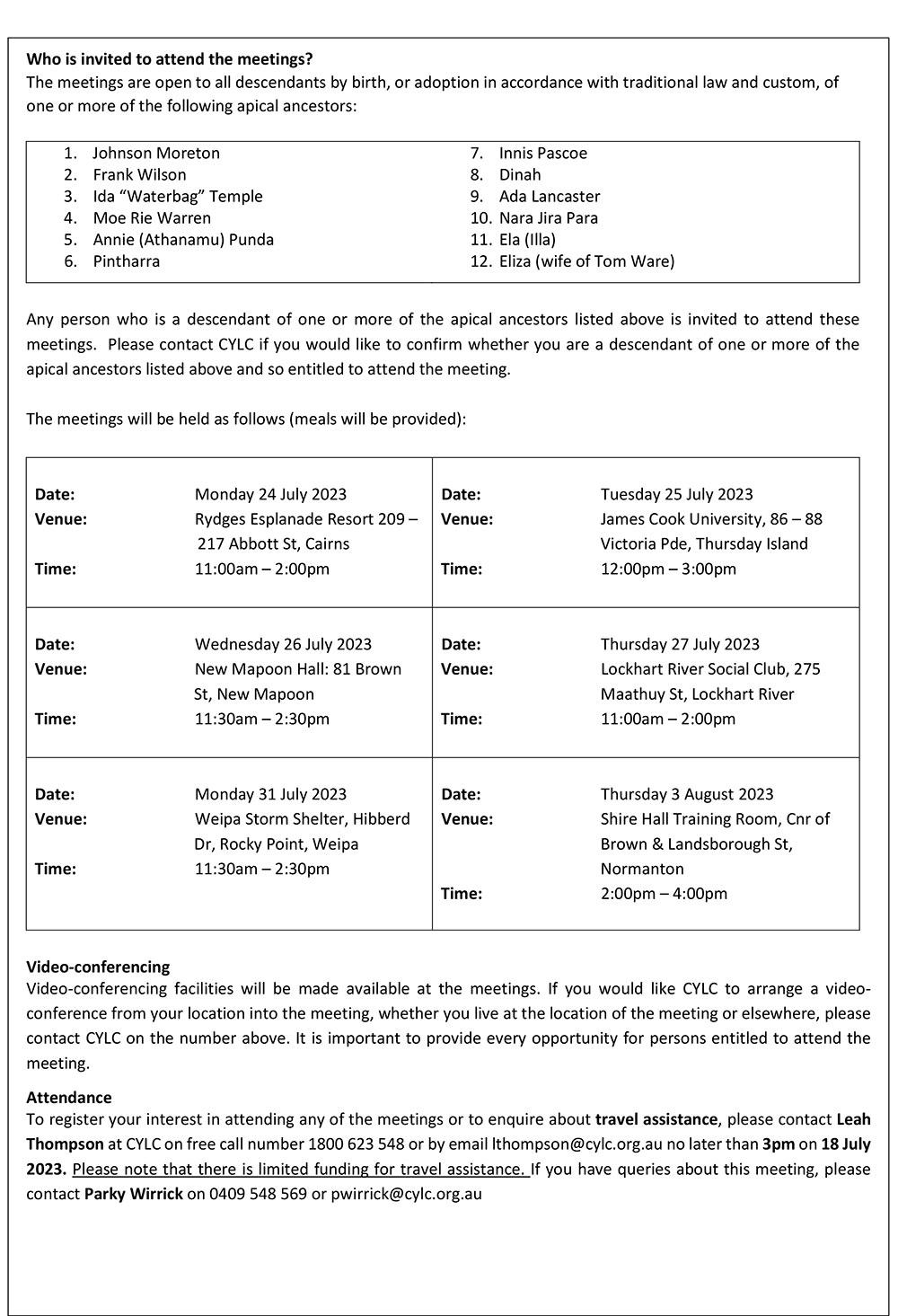 Pre Authorisation Information Meetings For A Proposed Native Title